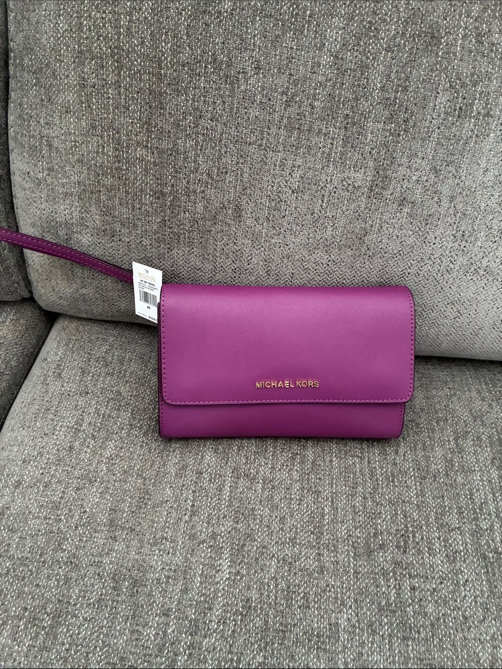 Michael Kors Purple Saffiano Leather Crossbody Wallet